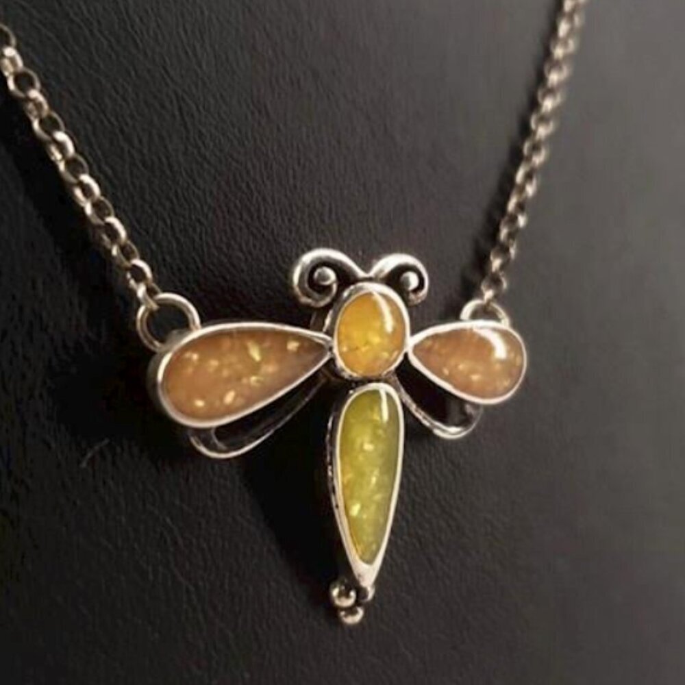 VTG Carolyn Pollack Relios 925 Sterling Silver Dragonfly Necklace 6.12g - Picture 9 of 9